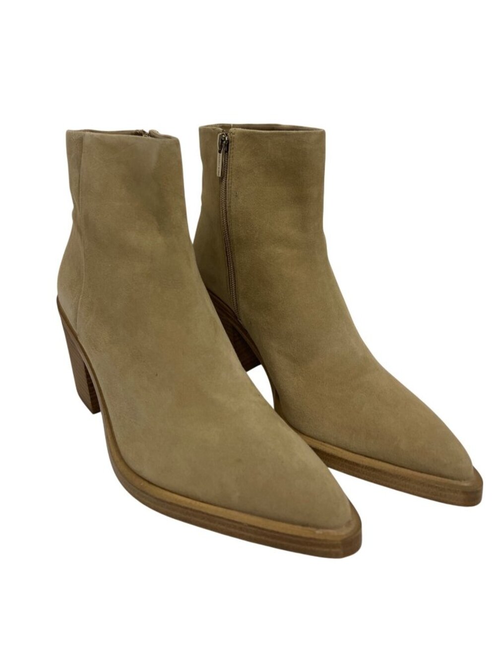 Vince Camuto Rinvalla Leather Pointed Toe Ankle Boots Taupe 8.5 NWOB Booties